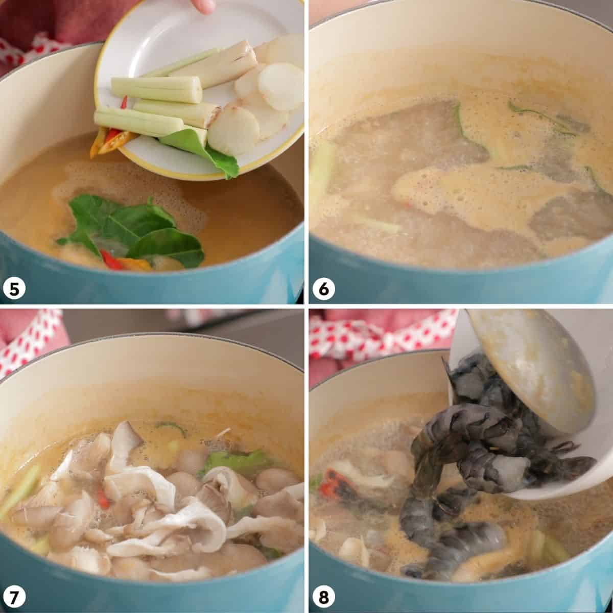 Process shot for how to make tom yum steps 5-8