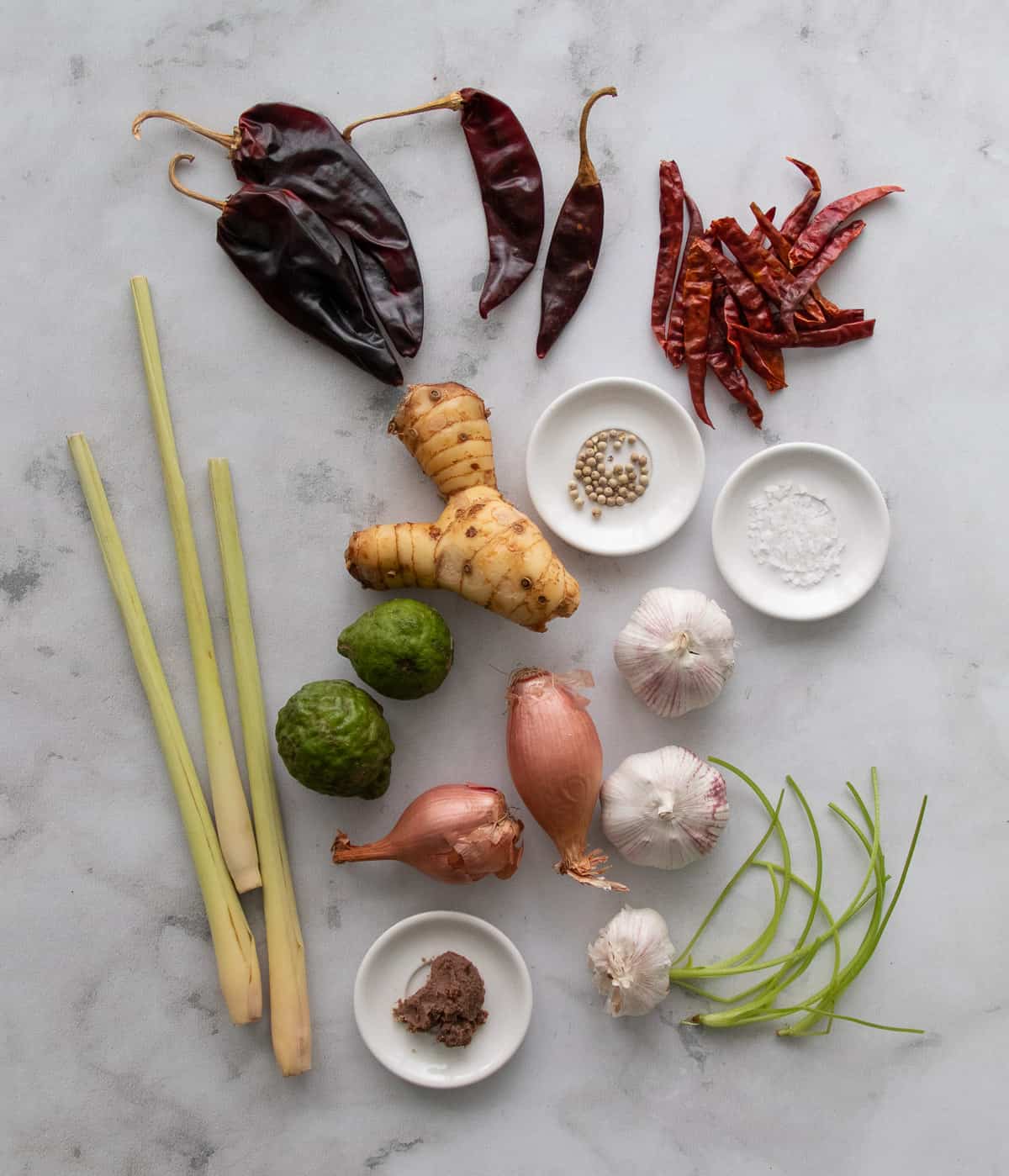 ingredients for red curry paste