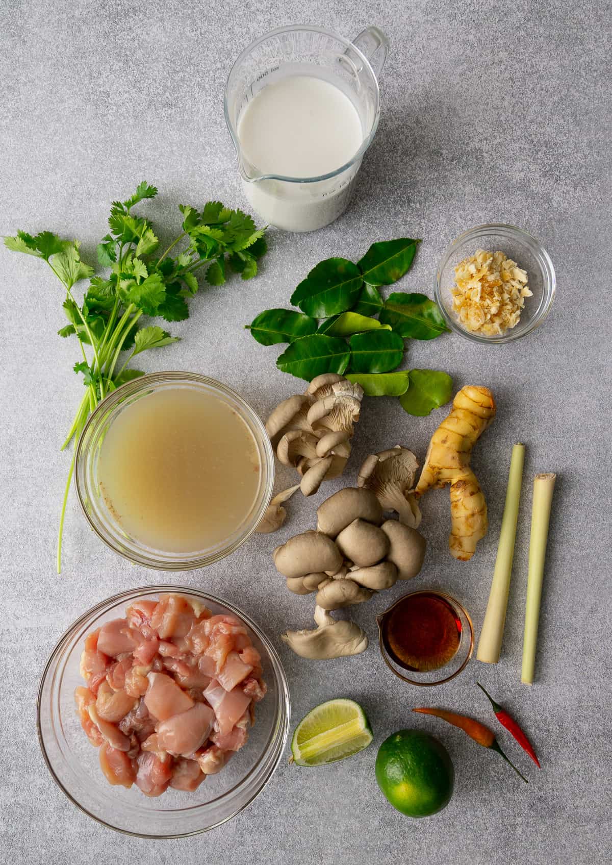 ingredients for tom kha gai soup