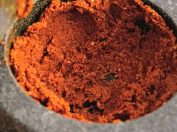 curry paste in a stone mortar