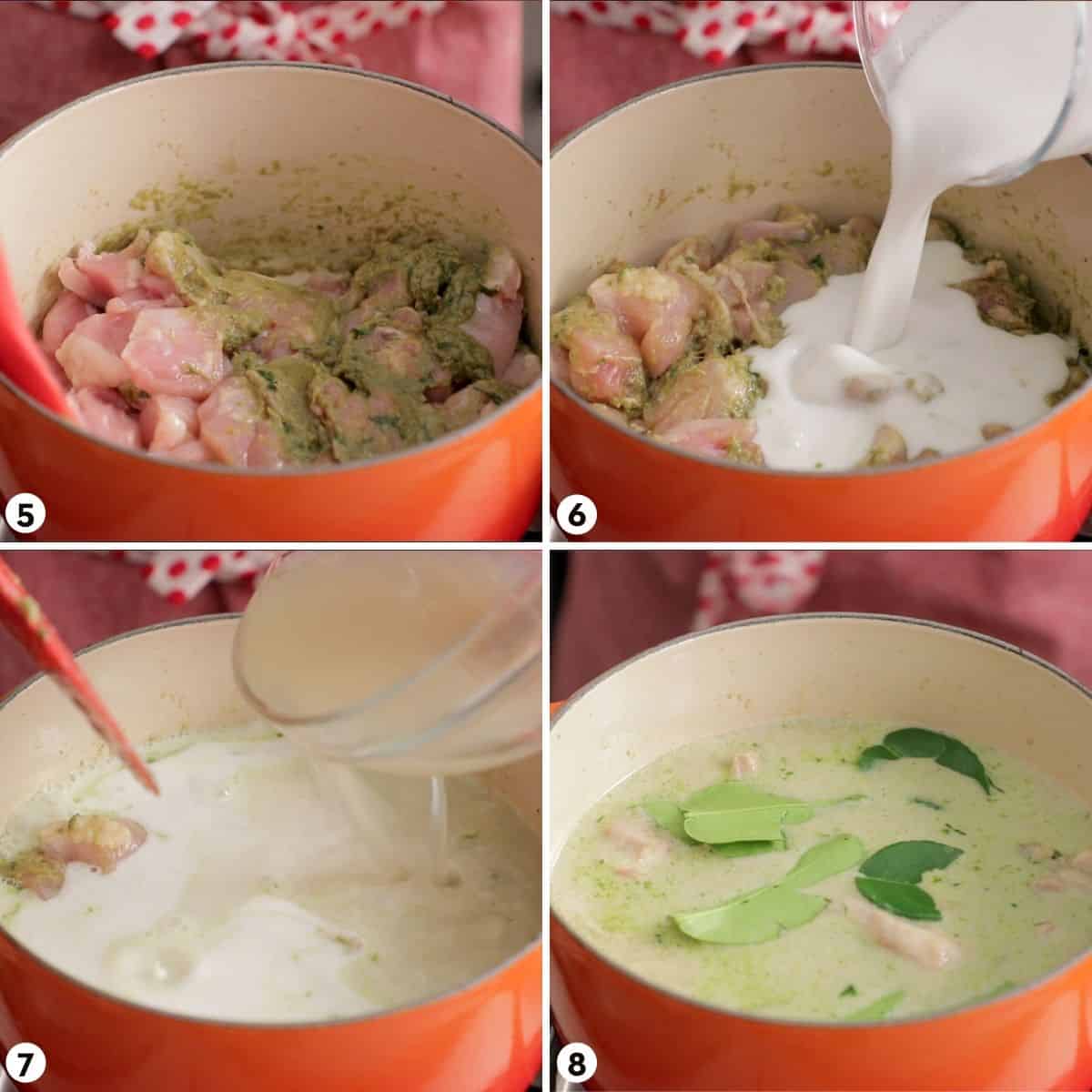 Steps for making green curry chicken steps 5-8