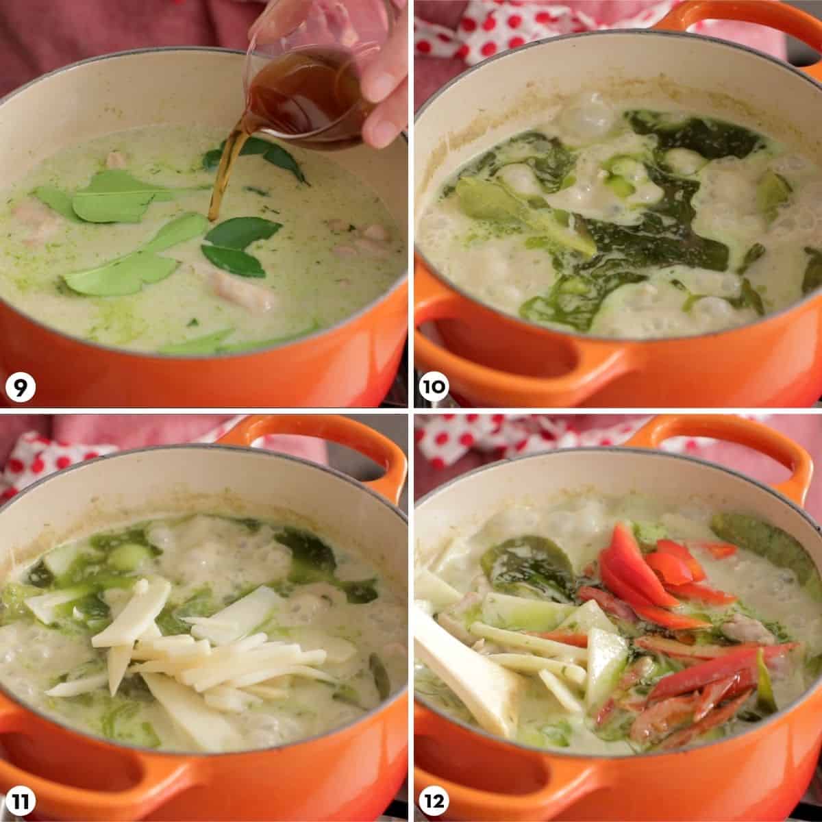 Steps for making green curry chicken steps 9-12