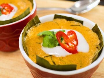 red curry custard in a ramekin