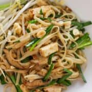 a plate of vegan pad thai