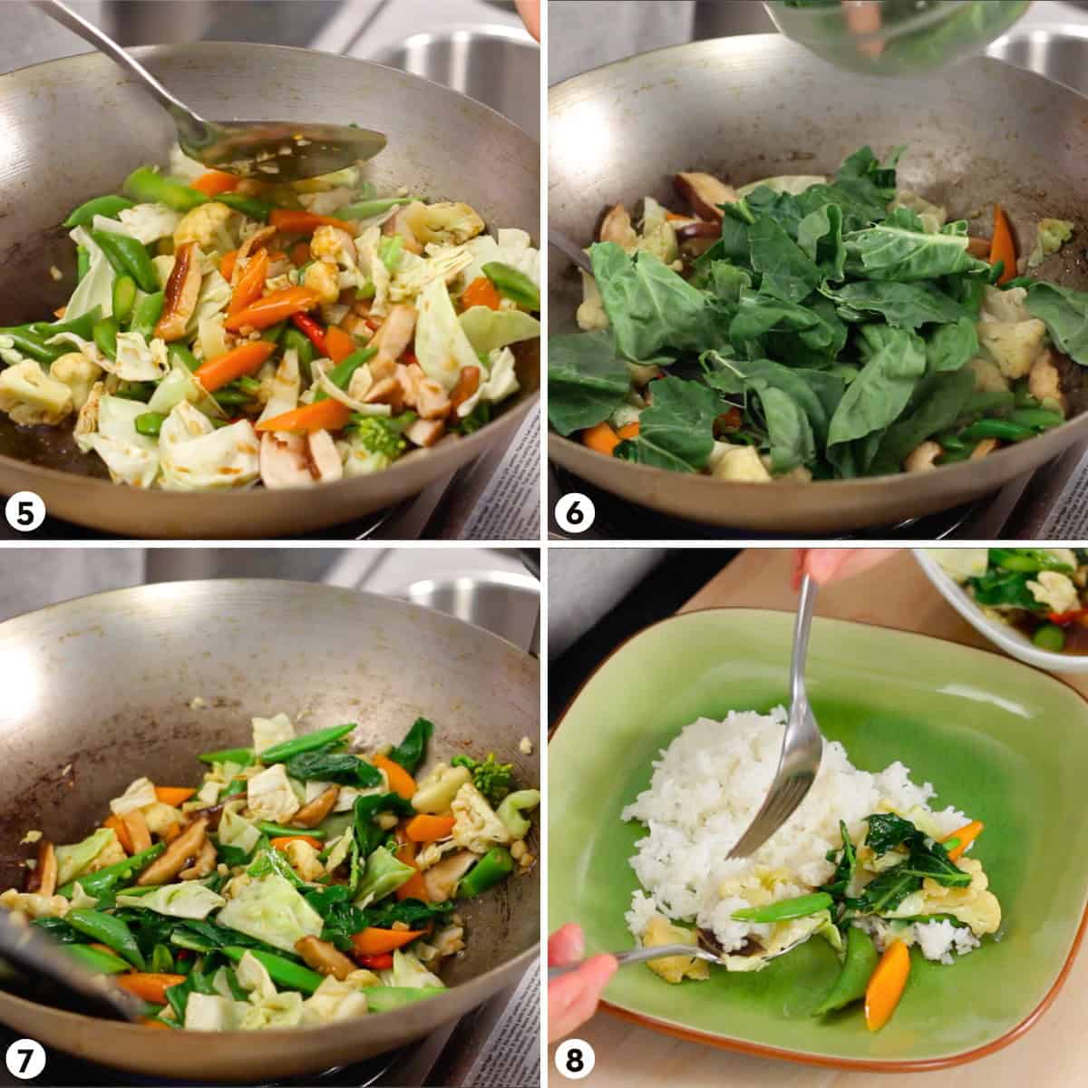 steps for making mixed vegetable stir fry steps 5-8