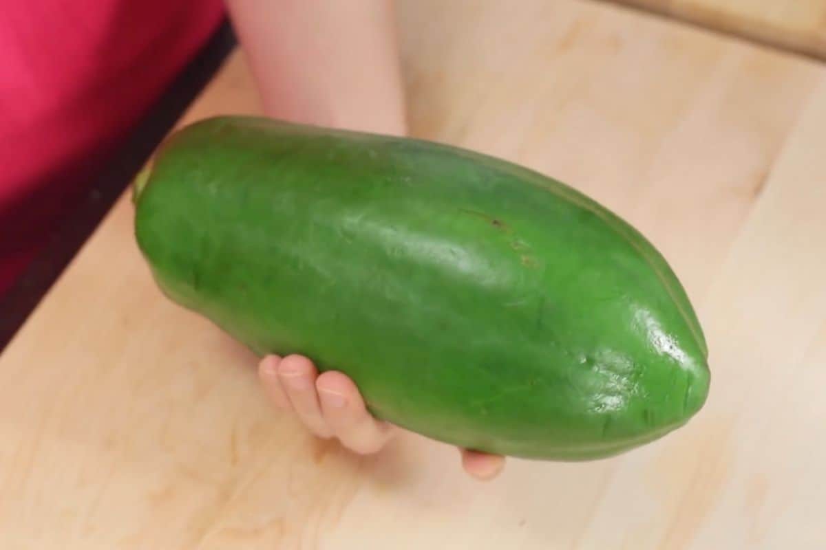 a whole green papaya
