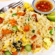 A plate of salted fish fried rice