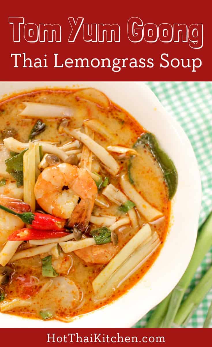 Authentic recipe for the classic Thai soup: Tom Yum with shrimp. It's easy yet full of bold flavours. Check out the vegetarian version on my website too! #tomyum #thaifood #thairecipes #soup #shrimp 