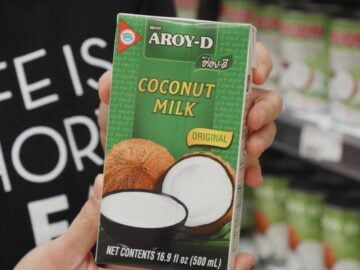 a carton of Aroy D coconut milk