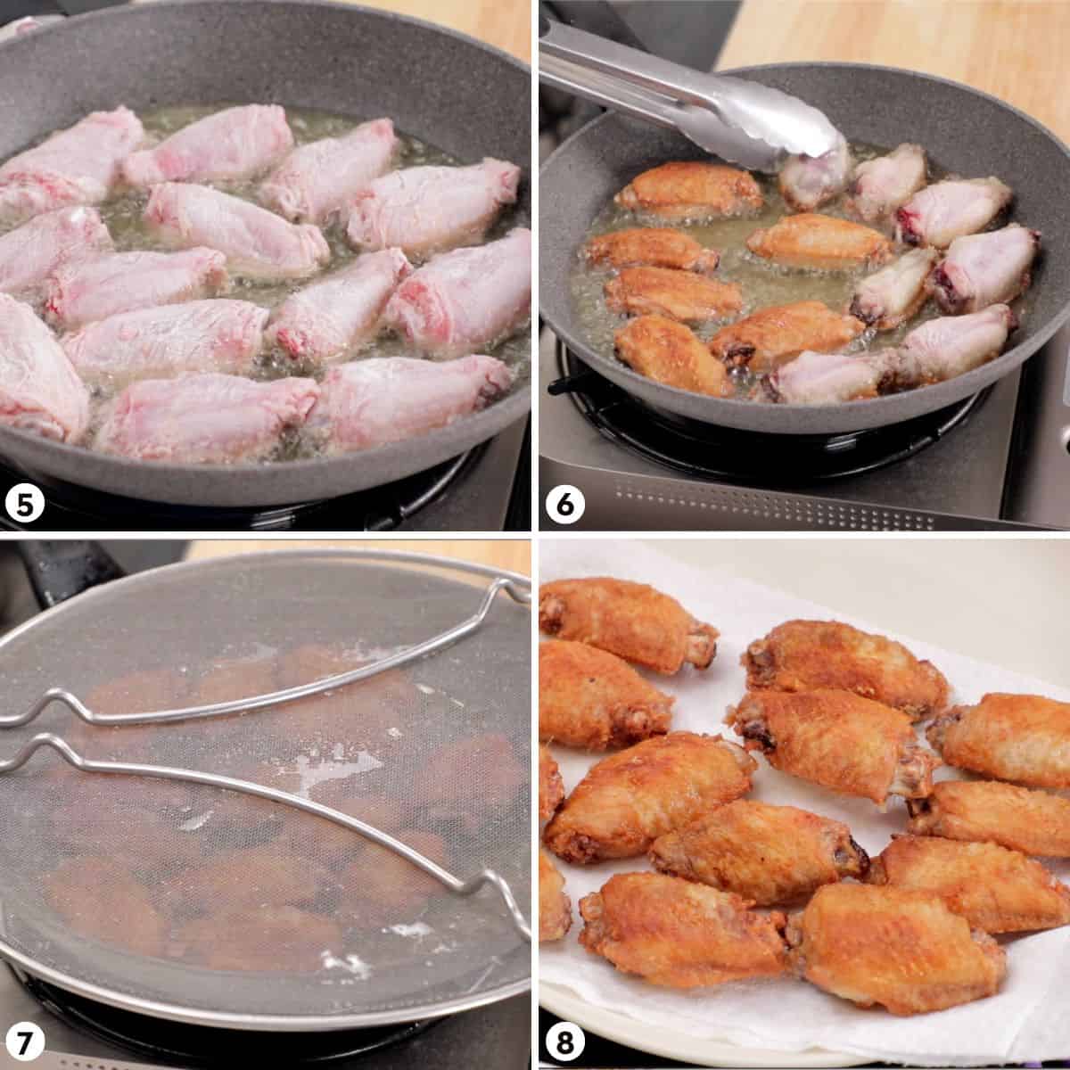 process shots for making fish sauce wings steps 5-8