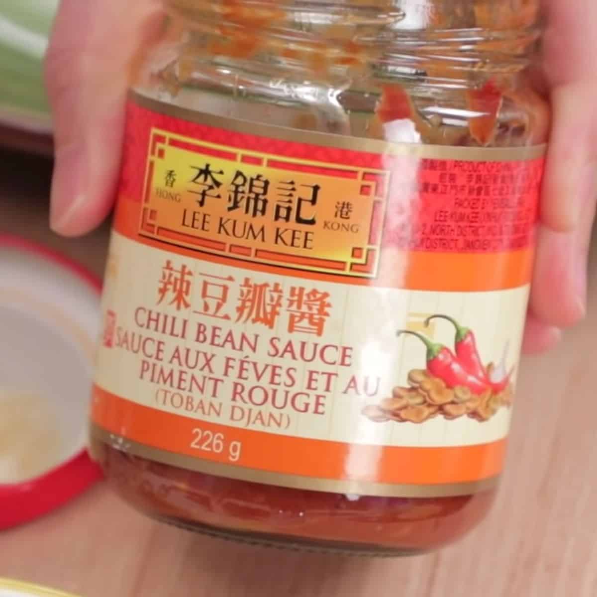 a jar of chili bean sauce
