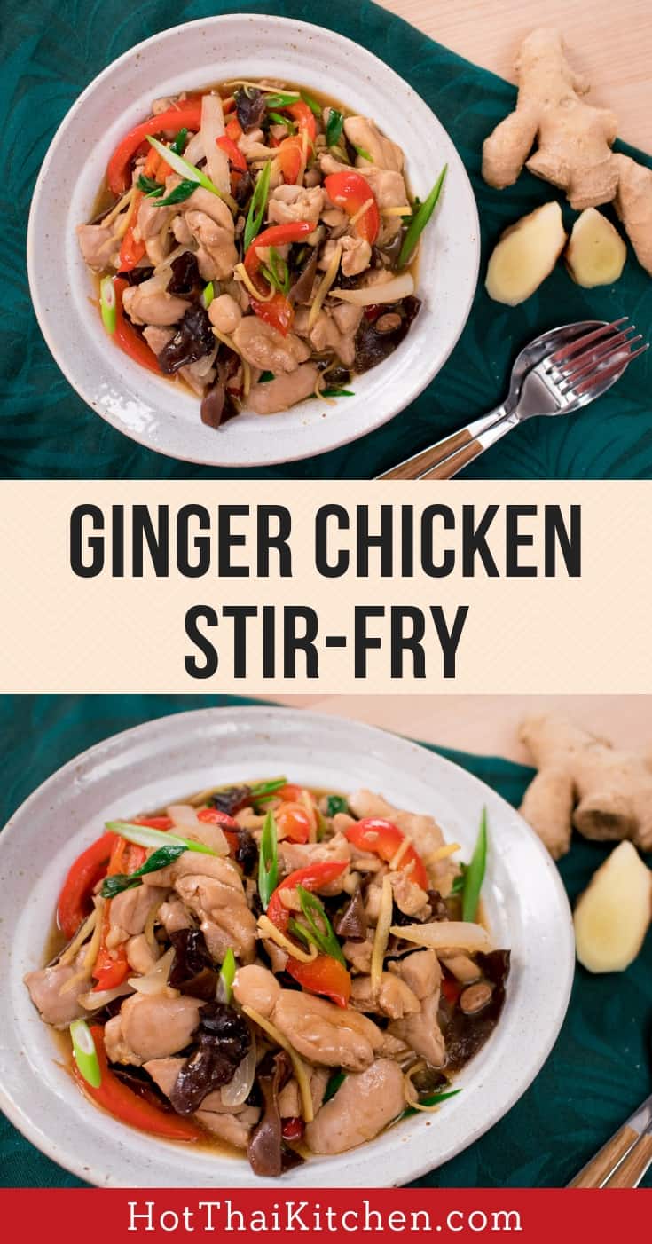 This recipe is an easy Thai weeknight dish that is super kid-friendly. Tender chicken, zesty ginger, and crunchy mushrooms. In this video I also talk about how to soften the ginger's flavours for kids! #ginger #chickenstirfry #weeknightmeal #stirfry #recipe #thaifood