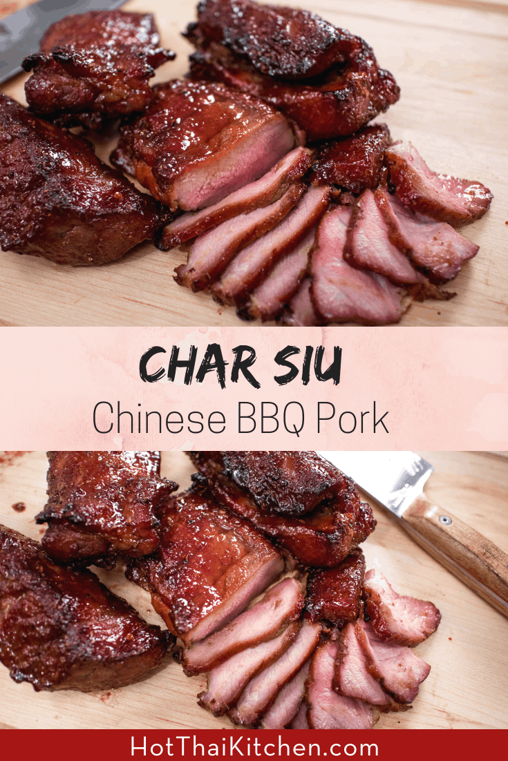 This easy Chinese BBQ pork recipe will beat anything you buy! Juicy, flavourful pork shoulder roast is perfect for this. Serve with rice, or top a salad for a low carb meal! #Chineserecipe #asianrecipe #chinesebbq #bbq #pork #charsiu #grilling