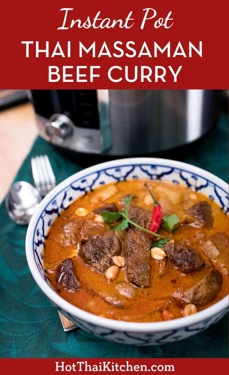 Make an authentic Thai massaman curry in a fraction of the time using the Instant Pot or another pressure cooker you have. Delicious, uncompromising Thai flavours on a week night! #massaman #thaicurry #instantpot #glutenfree #thairecipe