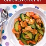Why only put cucumber in salads and sandwiches when it’s such a versatile vegetable that can be cooked in many ways! Start with this super quick and delicious recipe spicy cucumber and chicken stir fry. It’s a healthy, weeknight friendly meal that’s full of flavour. You’ll never have to throw away any cucumber leftover in the fridge again! #cucumberrecipe #thaifood #hotthaikitchen #asianstirfry #healthymeal
