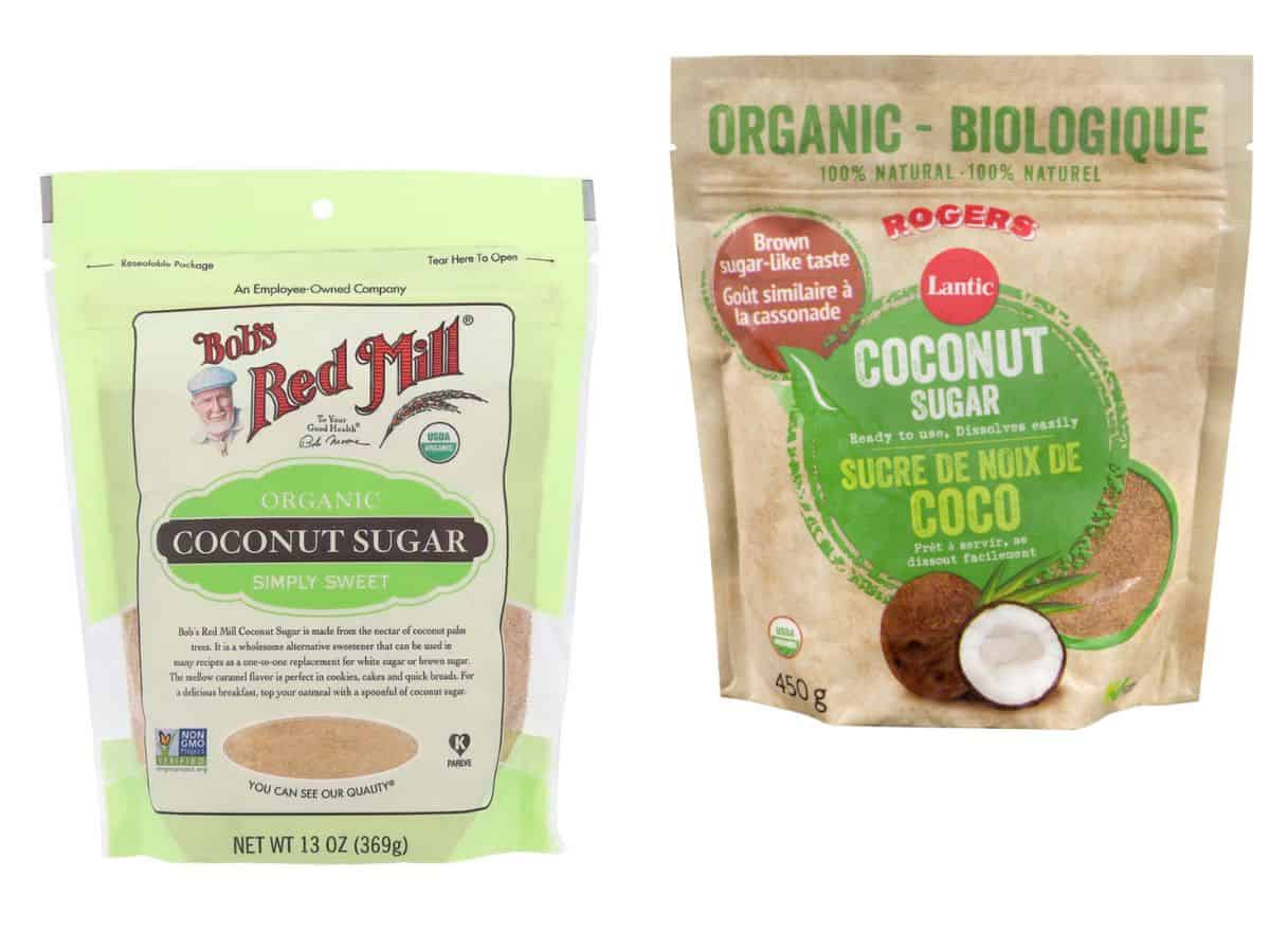 left: bob's red mill coconut sugar. Right: Roger's coconut sugar