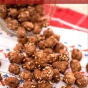 Super addictive snacks that can be easily made in 20 minutes. Peanuts coated in crunchy candy and fragrant sesame seeds! #glutenfree #vegan #thaifood