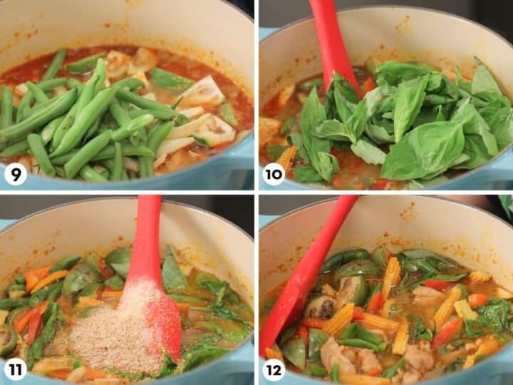 Step by step shot of how to make jungle curry