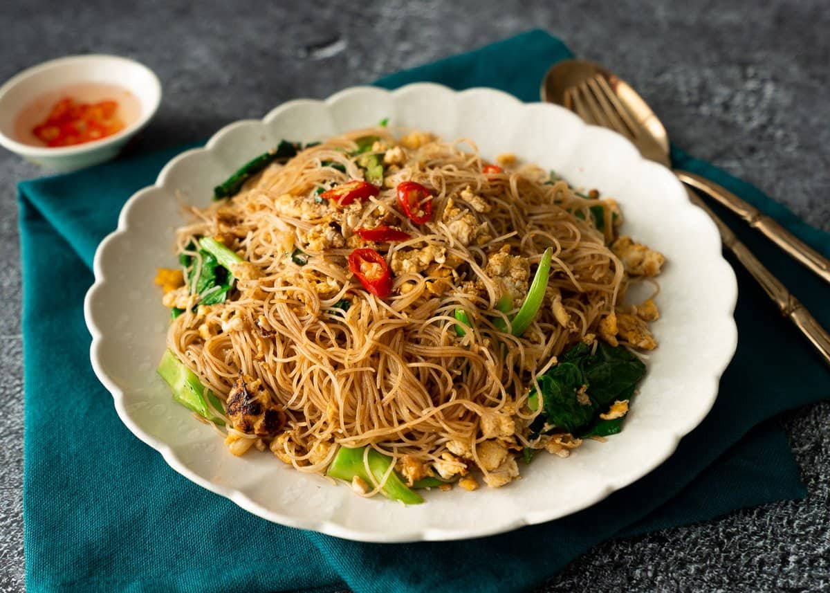 Pan-Fried Rice Noodles with Fried Eggs