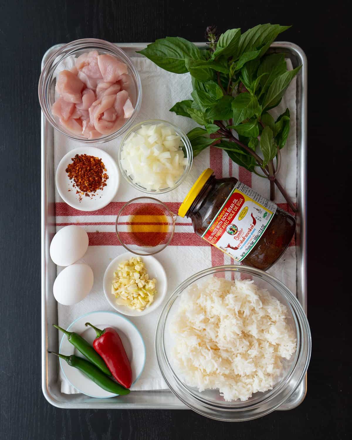 Ingredients for triple chili fried rice