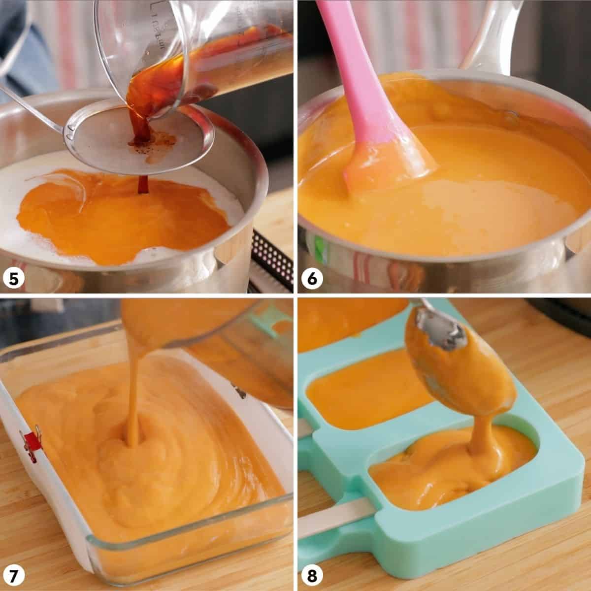 Process for making thai tea ice cream bars steps 5-8