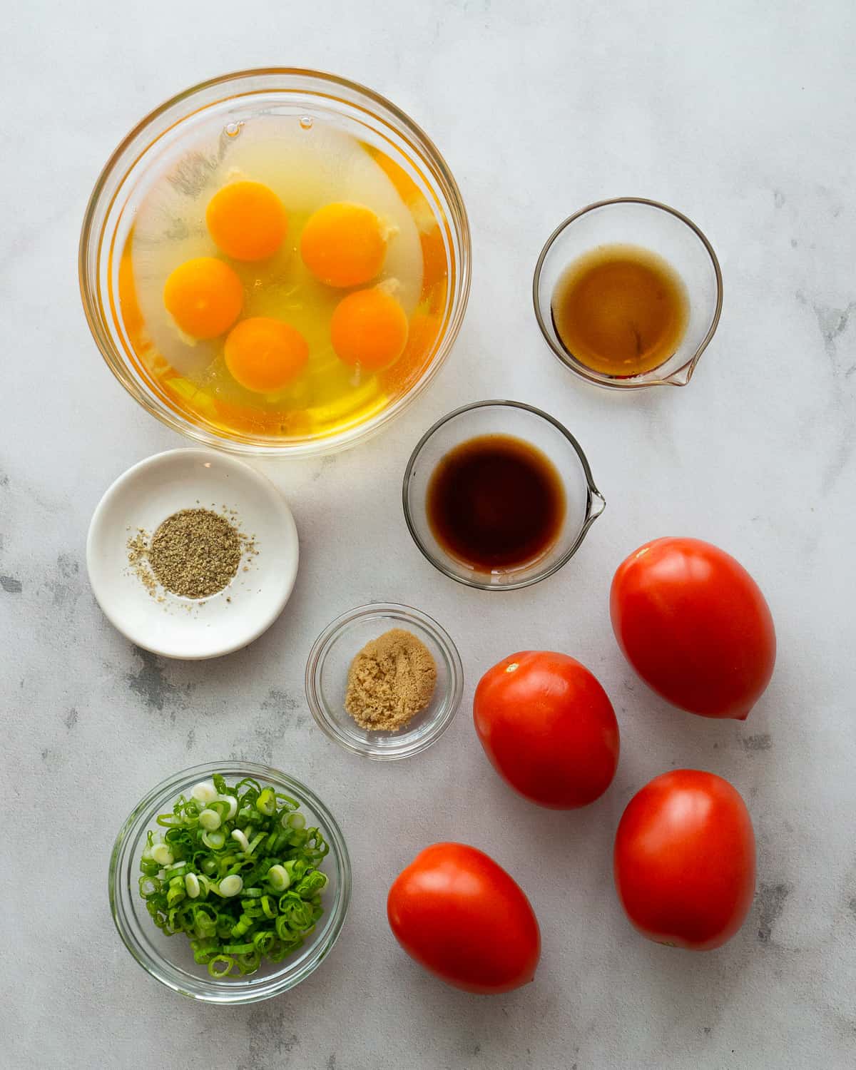 ingredients for tomato egg stir fries