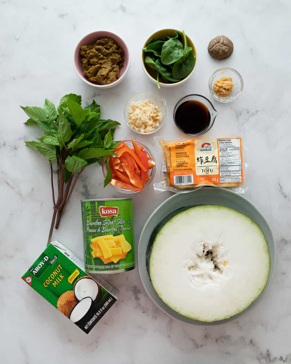 ingredients for vegan green curry