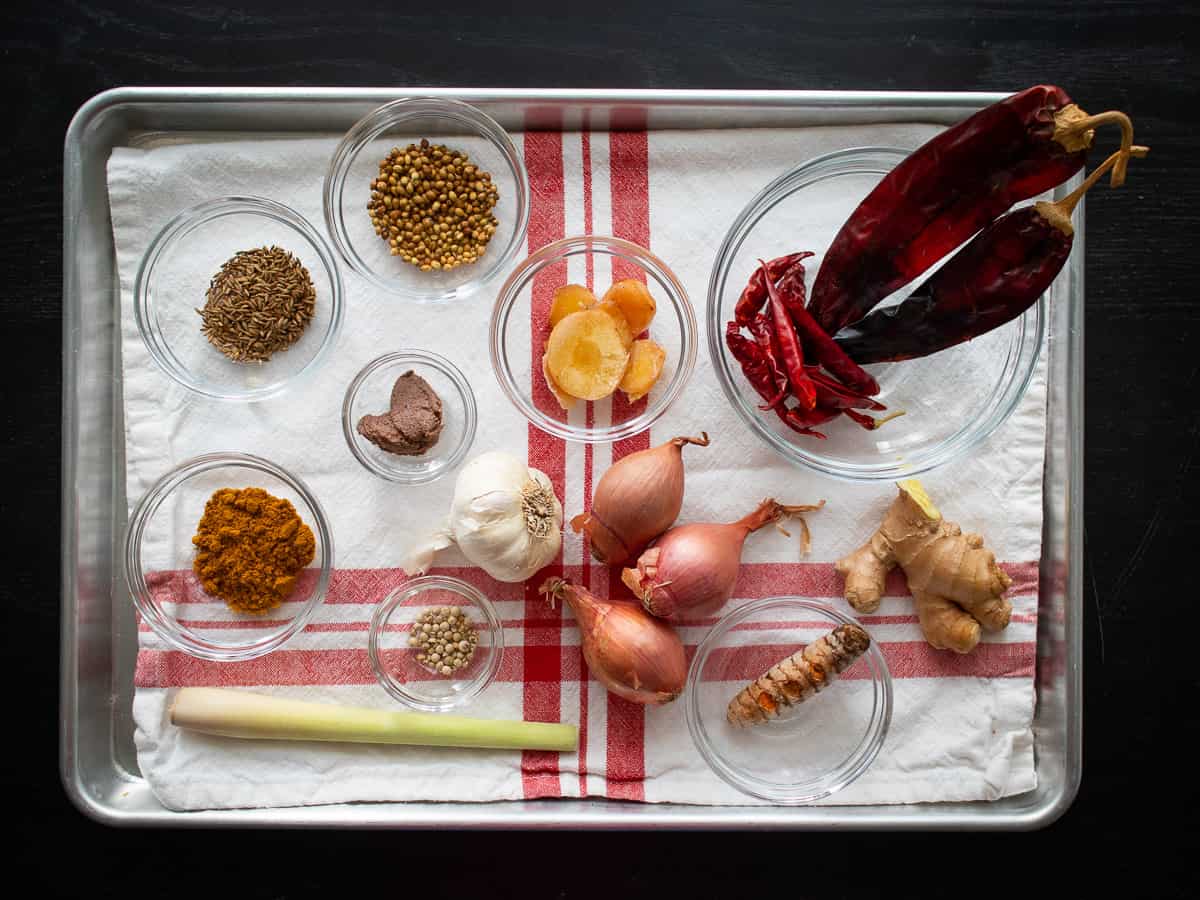 ingredients for thai yellow curry paste