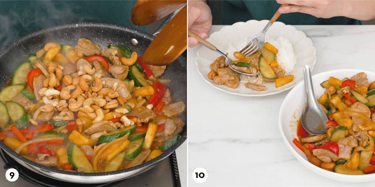 process shots for making sweet and sour pork steps 9-10