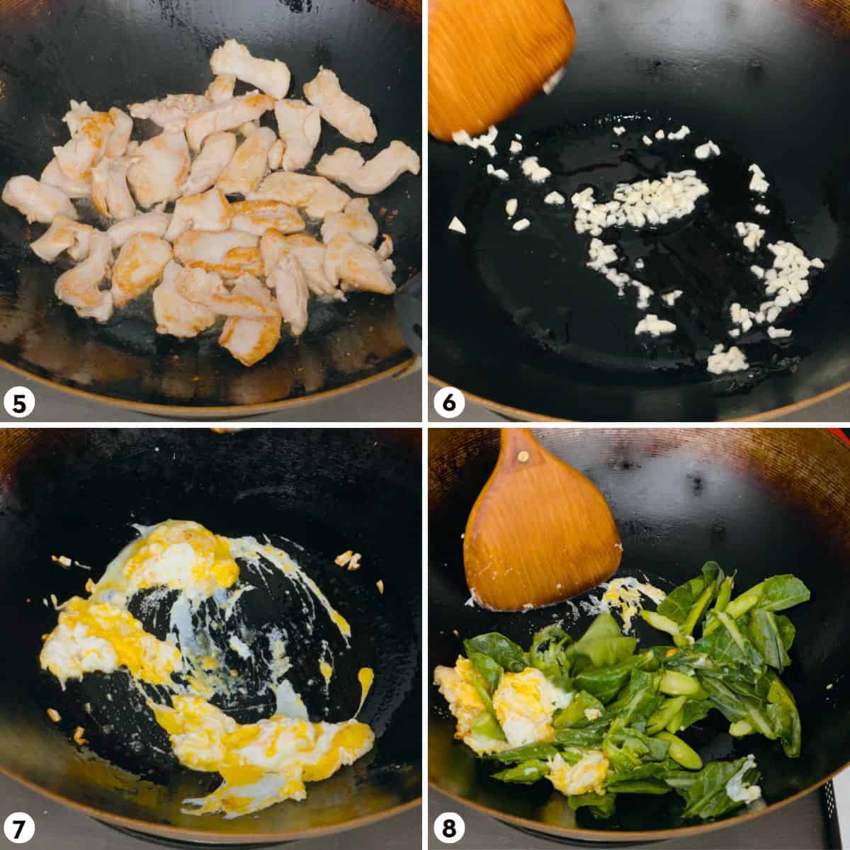 Process shots for making pad see ew, steps 5-8