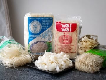 A pile of different kinds of rice noodles