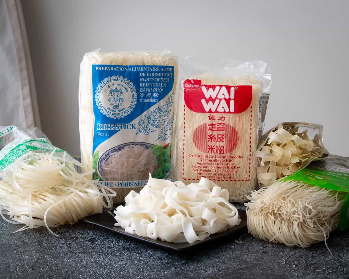 A pile of different kinds of rice noodles