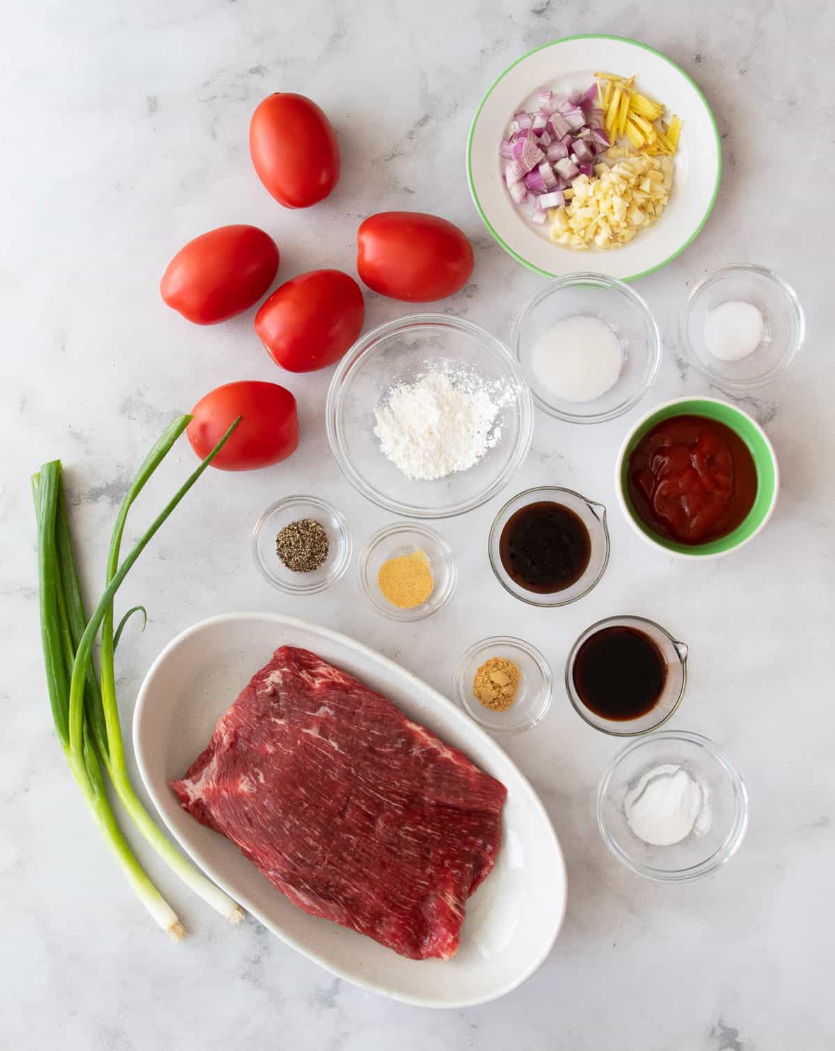 ingredients for tomato beef stir fry
