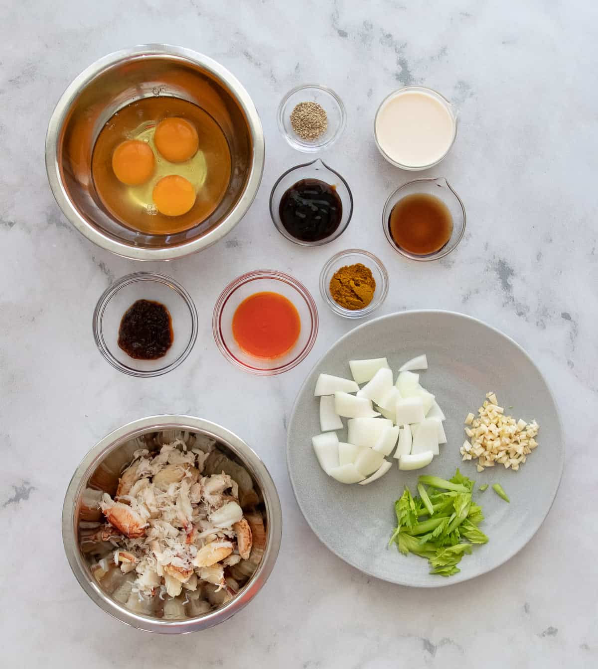 Ingredients for curry crab stir fry