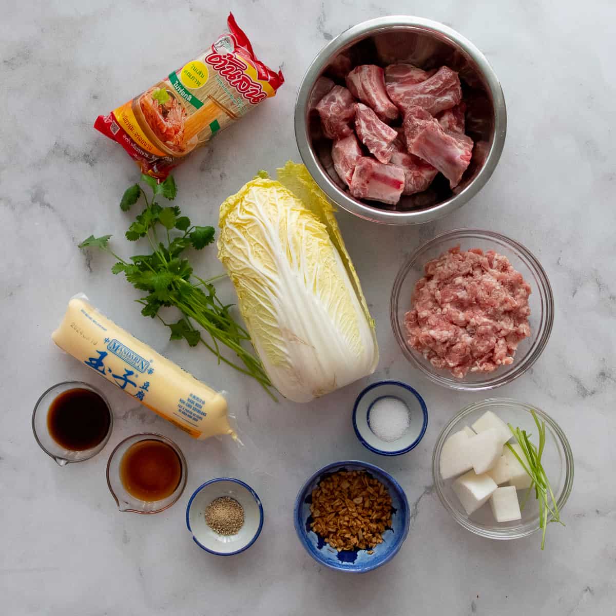 ingredients for thai glass noodle soup