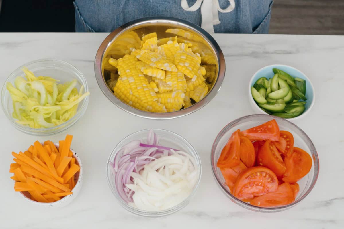 Vegetable options for thai salads.