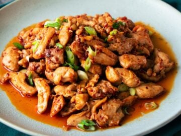 a plate of chili garlic chicken