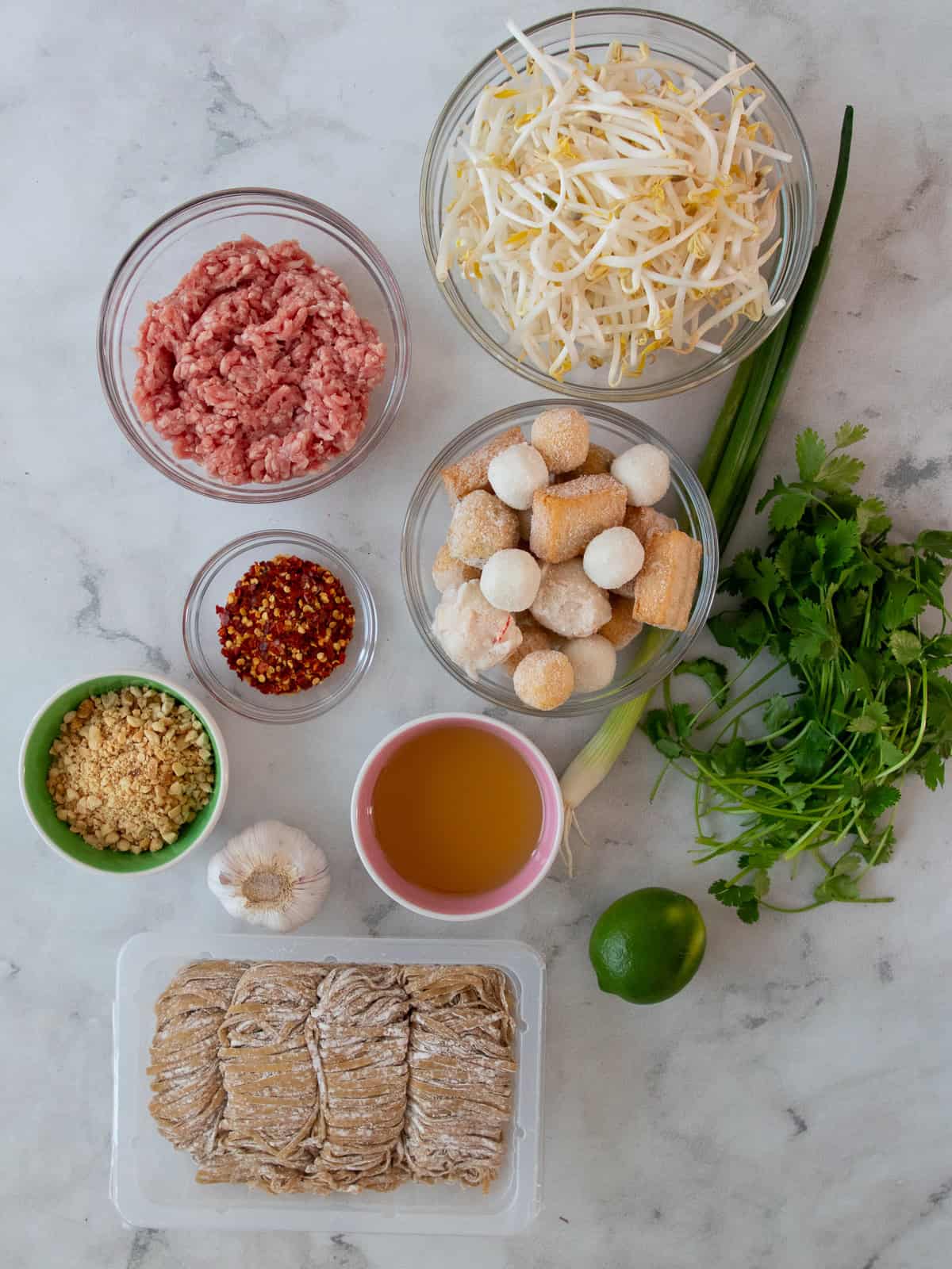 ingredients for tossed noodles.