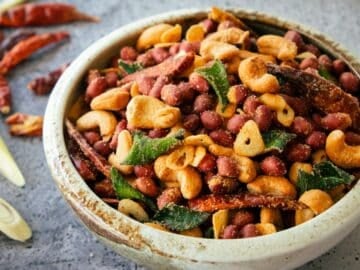 A bowl of Thai herb nuts.