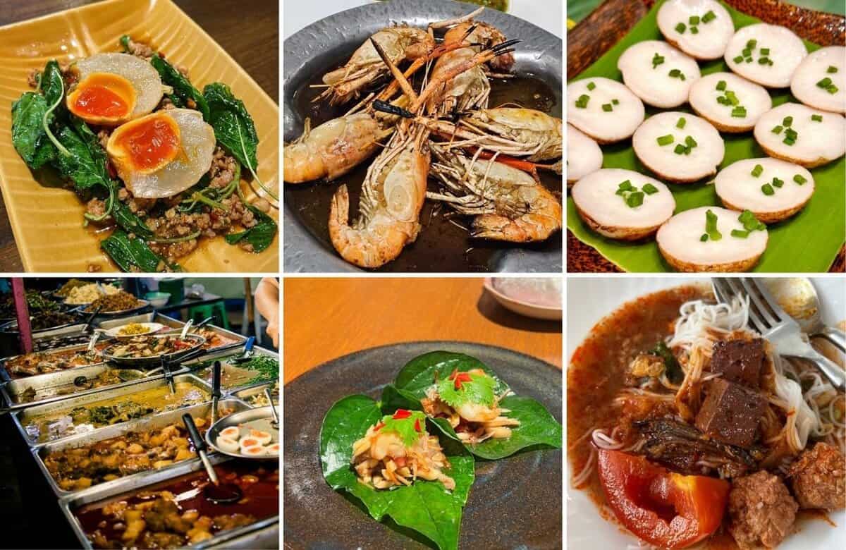 A grid of 6 different must-try Thai foods.