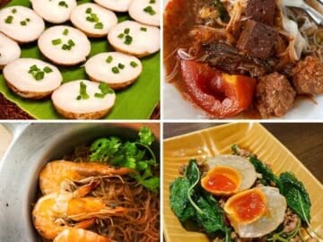 a 4-grid collage of what to eat foods in Thailand