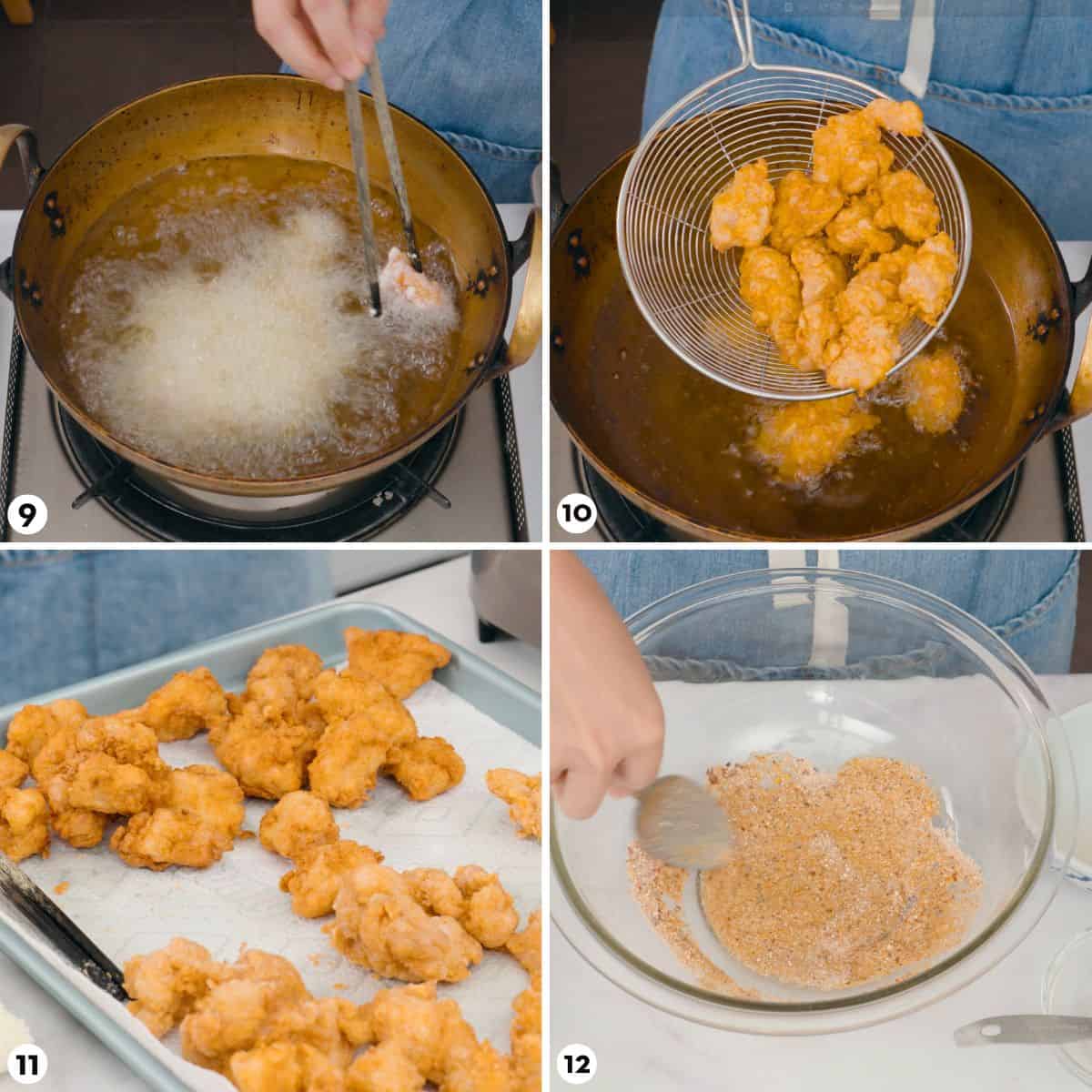 Process shots for making spicy chicken rice bowl steps 9-12